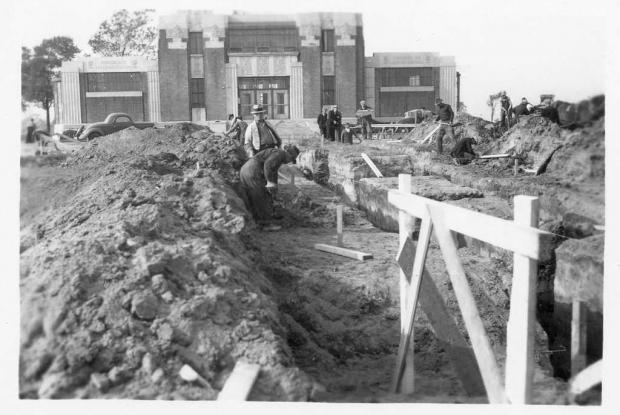 Construction de la cascade de la fontaine, 1937