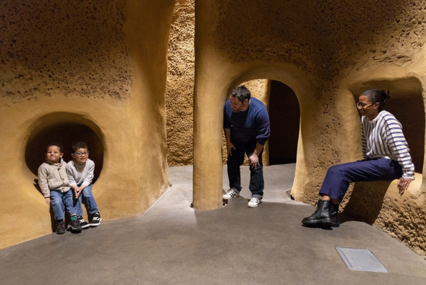 Une famille explore l'une des alcôves de l’Insectarium.