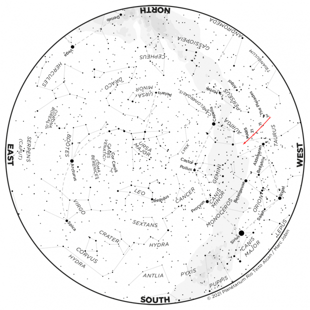 Monthly Sky map - March 2021